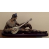 Image 1 : LLADRO Porcelain Stoneware Musical Harlequin 12x25 w/ Mahogany Custom Base