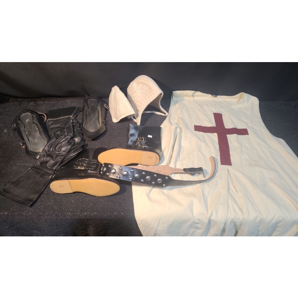 Paramount Costume: Chainmail Top, Robes, Boots/ 10, Belt/ Medium, Quilted Coat XL- See Description