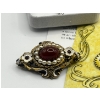 Image 3 : Vintage Style Small Brooch Featuring A Red Stone Surrounded by Faux Pearls and Floral Detailing. Als