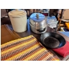 Image 6 : Four fabric woven placemats and six double stitched vinyl a chef skillet baking mat, rooster + More