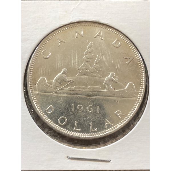 1961 Canada Silver Dollar Coin Featuring Voyageur Design