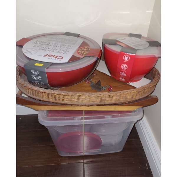 Basket Tray 12 X 22, Master Chef Mixing and Batter Bowls w/ Lids (New) and More!