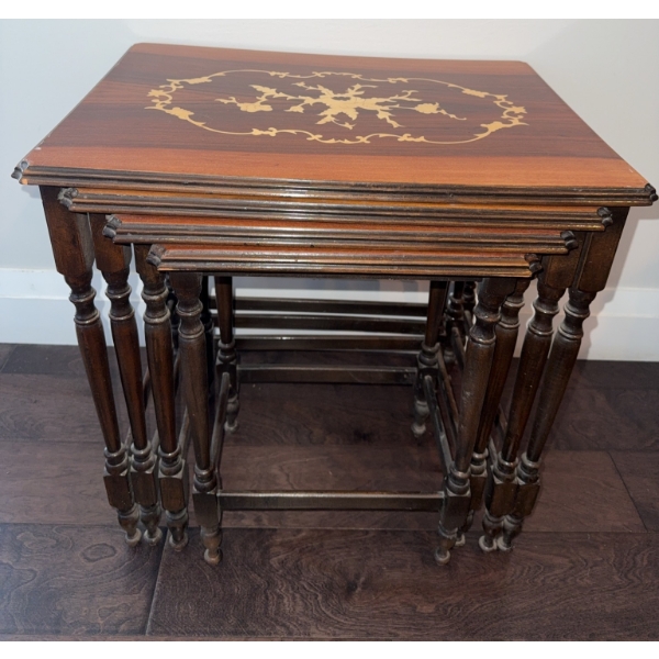 Four Inlaid Wood Nesting Tables