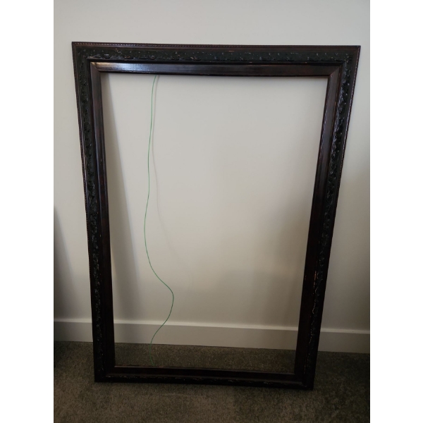Large Wooden Picture Frame w/ Ornate Design and Dark Finish 41.5 X 29.5