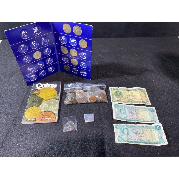 Coins & Note Collection - Coins of the World Booklet, Coins, Bahamas Bank Notes, Ireland Bank Note