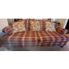 Image 1 : Oversized Plaid Love Seat Sofa 2 Seater w/ Floral Throw Pillows 81x40x32