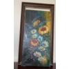 Oil On Canvas Floral Art Artist Illegible 27L (damage to frame) 