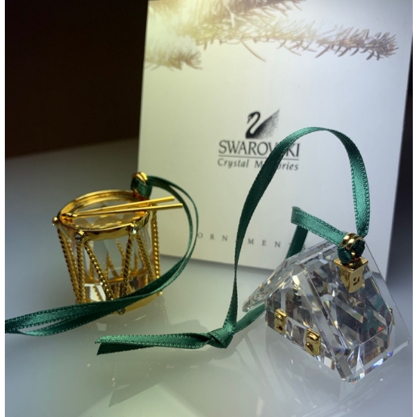 Swarovski Crystal Christmas Ornaments 1T House w/ Drums