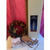 Image 1 : Christmas Lot, Lights New, Sled, Wreath and Fibre Optics Tree New In Box