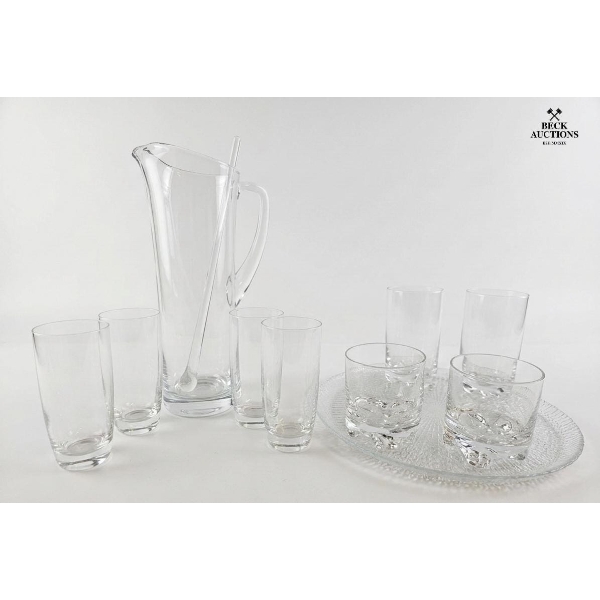Drinkware Set Includes A Glass Pitcher And Multiple Matching Tumblers Tumblers, & "Spirale" serving.