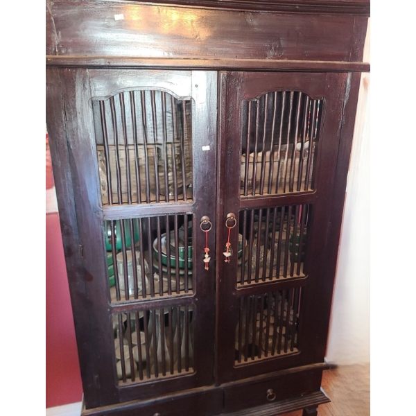 Display Cabinet 38.5 W, 16 D, 70 T and 2 Shelves of Glasses and Kitchenware Included 