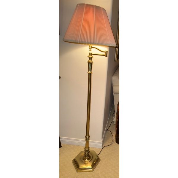 Vintage Stiffel Brass Swing Arm Floor Lamp 60.5"Tall