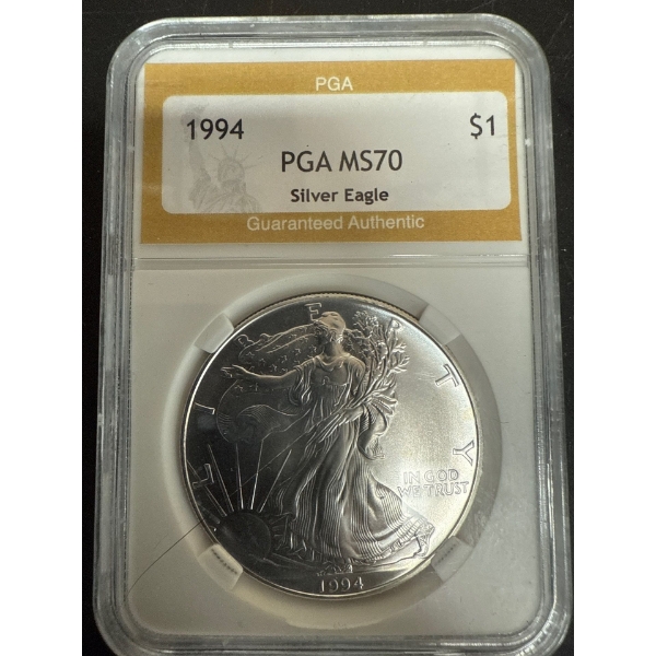 1994 American 1 Troy Ounce Silver Dollar PGA MS70