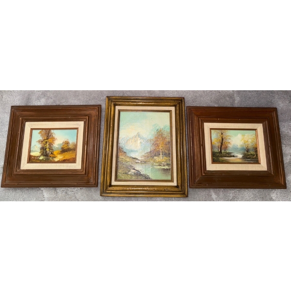 3 Painted Landscapes - Framed Art - Artist Unknown 15T