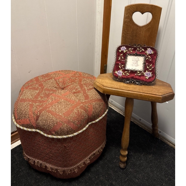 Cozy Home Comforts - Antique Spindle Chair Foot Stool w/ Fringe/Tassels & More