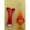 Image 2 : Gorgeous Vintage Viking Swung Glass Orange Vase w/ Artful Red Bud Glass Vase 