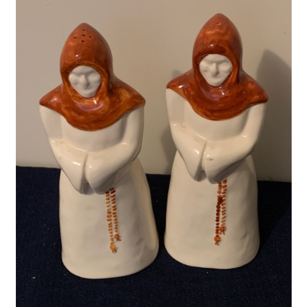 Pair of Monk Salt & Pepper Shakers - 8T 