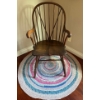 Image 1 : 19thCentury Wood English Edwardian Windsor Chair-Handmade Hook Rug 21x21x39"t