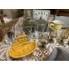 Image 2 :  Vintage via rail hat, cookie jar radio clock, vintage tins, cookie jar, thermos, and small vintage 