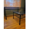 Image 3 : Lattice Style Iron Tables - Large Dining Table w/ Matching End Table Glass & Iron 60L