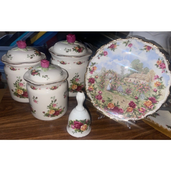 Royal Albert Old Country Roses Fine Bone China Canister Set Bell & more