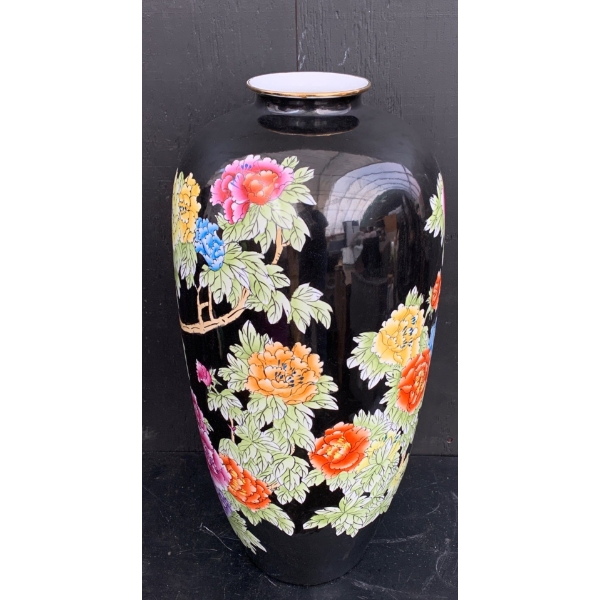 Very Large Stunning Floral Painted Vase - 15W,  33T 
