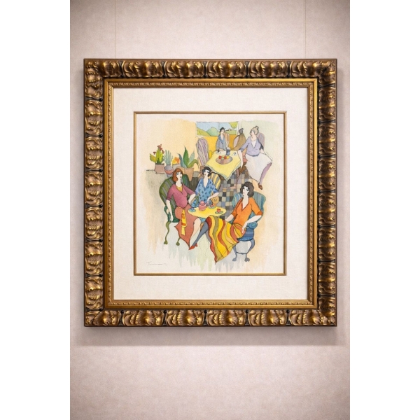  Itzchak Tarkay relaxation #8 2005 original watercolor and mixed media on wove paper signed in ink 
