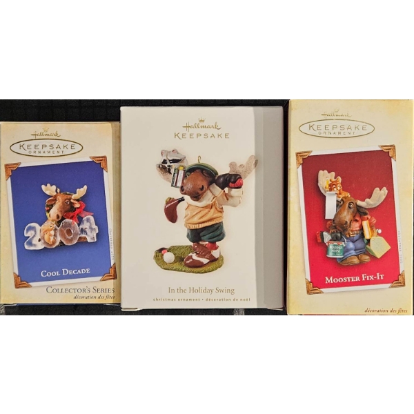 Hallmark Keepsake Ornaments: 'Cool Banner', 'In the Holiday Swing' and 'Mooster Fix-It' (2004-2008)