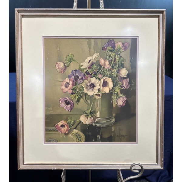 E Byatt Untitled Flowers in Pitcher Print 16Wx18H