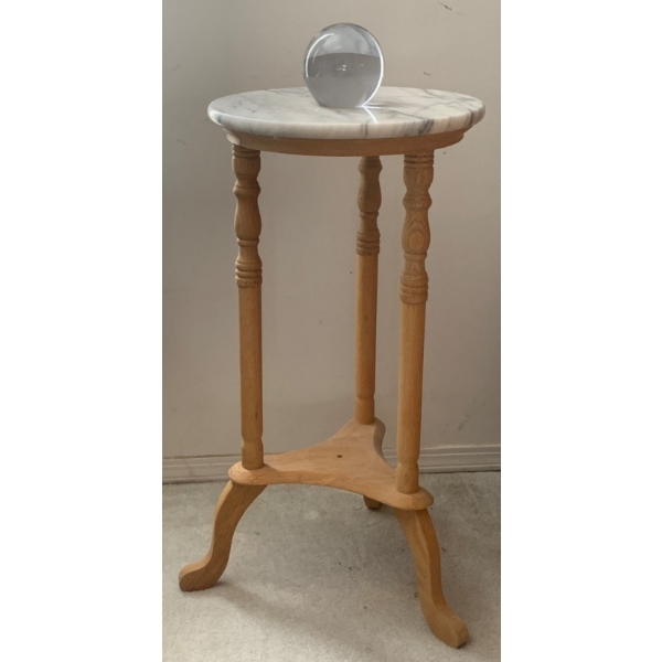 Marble Top Decorative End Table w/ Crystal Ball Paper Weights 28T