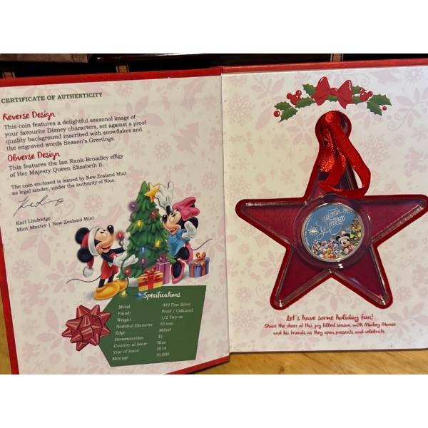 1/2 oz 2014 Disney Season's Greetings Silver Proof Coin