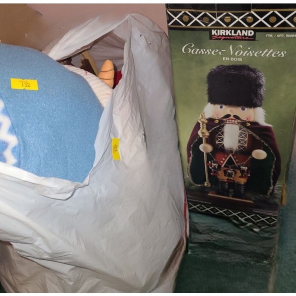 Plush Snowman 21 T, Boxed Nutcracker, Santa and Other Assorted Decor 