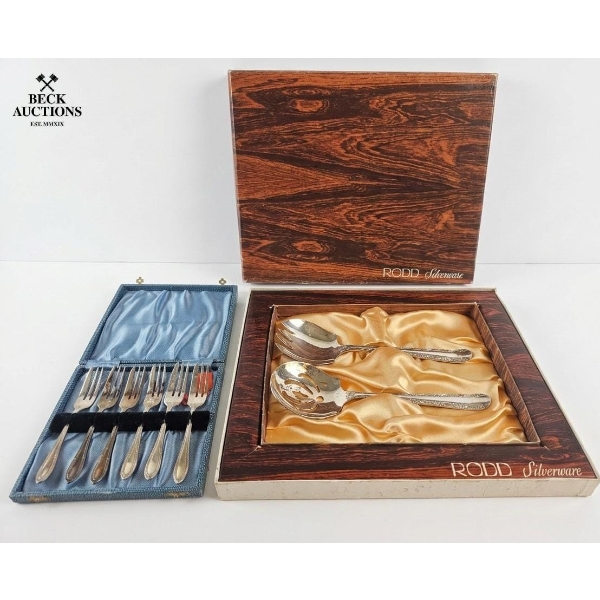 Silver-Plated Vintage Rodd Silverware Serving Set In Its Original Presentation Box.