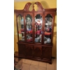 Image 1 : Cherry Finish China Cabinet with Bottom Cupboard, Glass Shelves, and Light 87 T, 60 L, 16 W