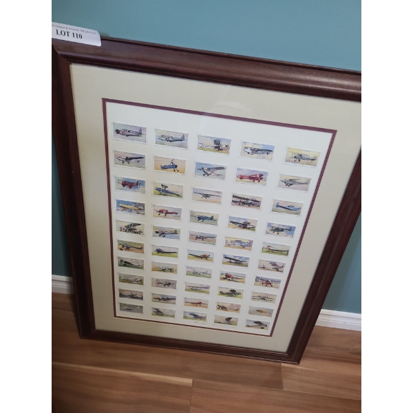 Framed Under Glass John Players Airplane Cigarette Cards 25 w 31 1/2 h