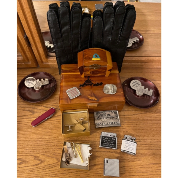 Hand Carved Jewelery Boxes 8x6 Cuff Link Collection Ashtrays Vegan Leather Gloves