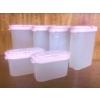 Image 4 : Tupperware Clear Storage Containers With Pink Lids and White Cutlery Set