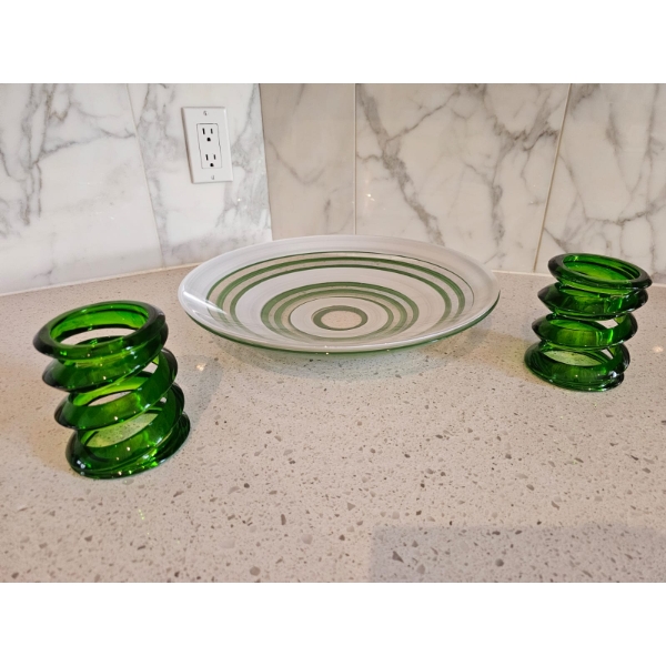 Carlo Moretti Art Glass Bowl And Two Vase 