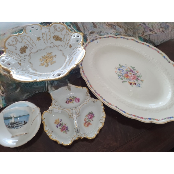 Bowl w/ Gold Floral Design 11" Diameter, Tray w/ Flowers 12 X 16 and More!