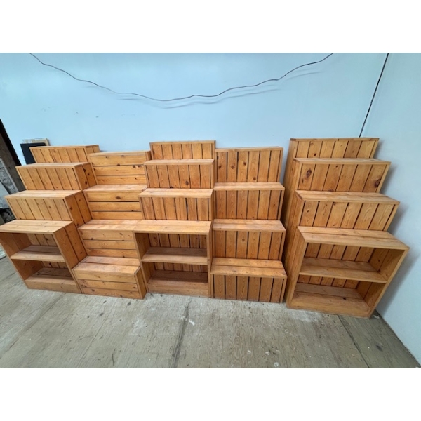 five sets of wood display stands 50 H 30 D w 24”