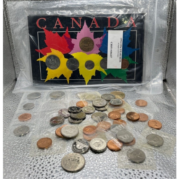 1993 & 1994 Canadian Uncirculated Coin Sets in Decorative Holders with Bonus Small Coins