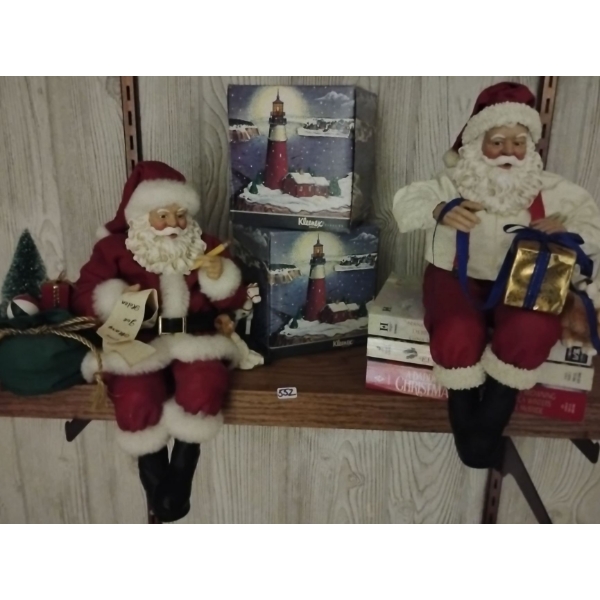 Animated Shelf Santas 13T w/ Christmas Book Collection & More