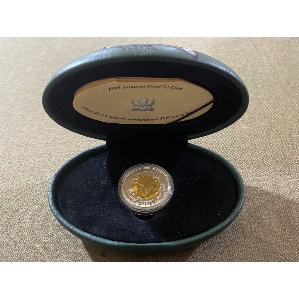 1999 Nunavut Sterling Silver $2 Proof Coin with COA and Case