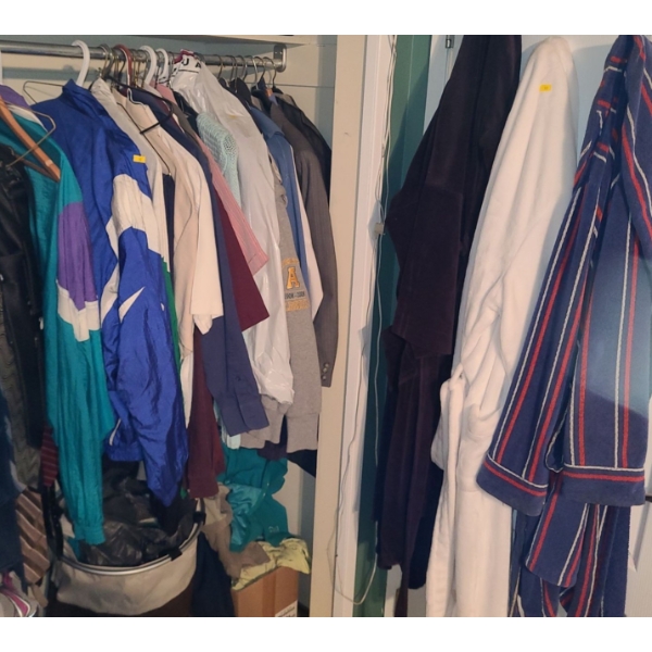 Selection of Men's Clothing, Including Suits and Shirts, Housecoats, Assorted Sizes