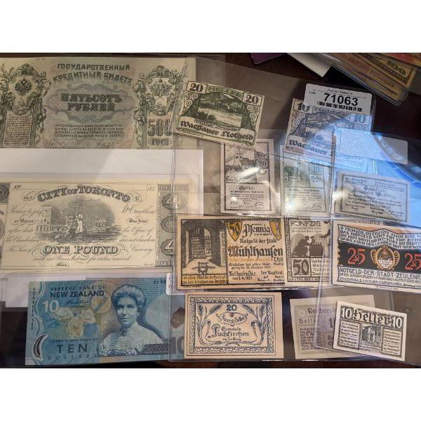 Collection of worl Bills from Germany & New Zealand Also 4 Gold Bills from around the world 