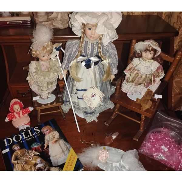 Porcelain Doll Collection w/ Accessories & Literature 18T