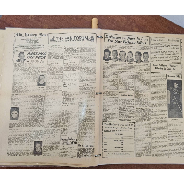 Framed Antique Ladies Port Dover Hockey Club Poster and Antique Hockey News Collection