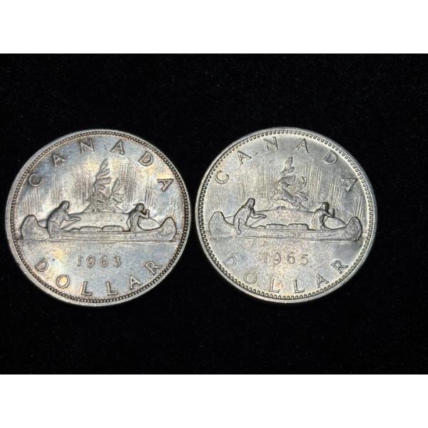 Silver Canadian dollars.800 46.6 g years 1963 & 1965