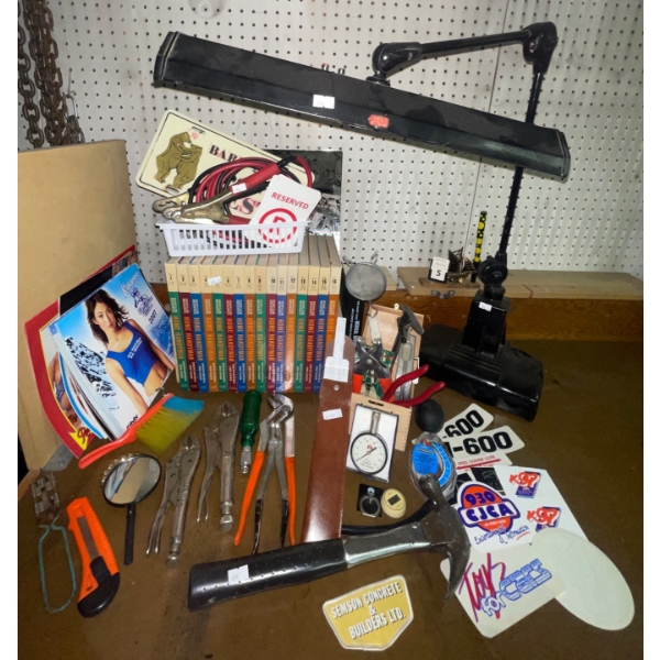 Home Handy Man DIY Building Books Pivoting LED Desk Lamp Assorted Hand Tools & More