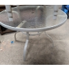 Image 1 : Outdoor Patio Set with Circular Glass Table and 3 Stackable Chairs